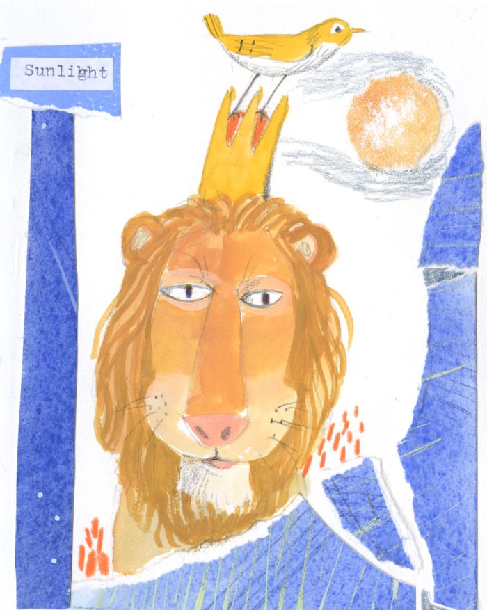 Illustration, lion with a crown