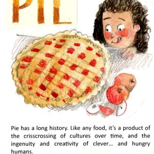 Illustration,child looking at an apple pie