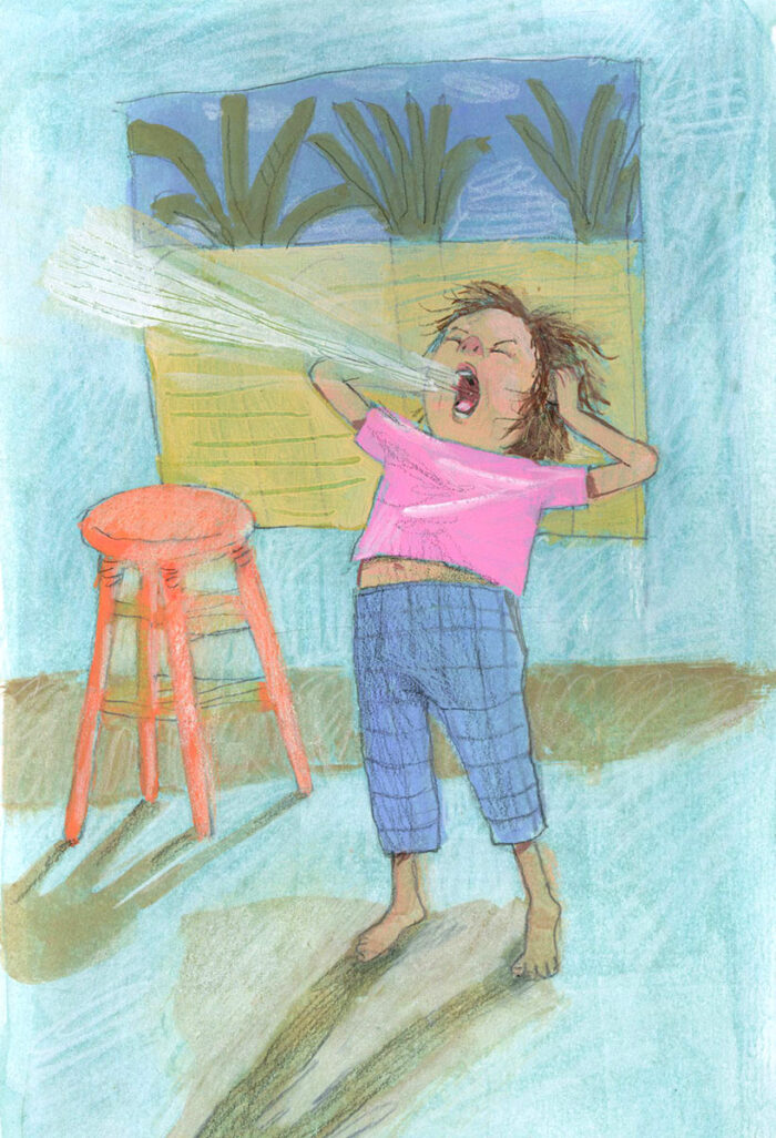 Children's illustration of a girl yelling